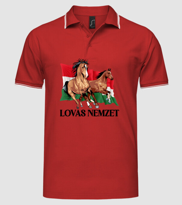 Lovas nemzet minta piros pólón