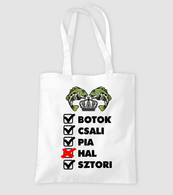Horgász teszt minta fehér pólón