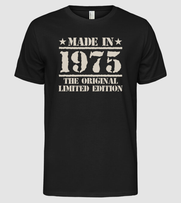 Made in 1975 minta fekete pólón