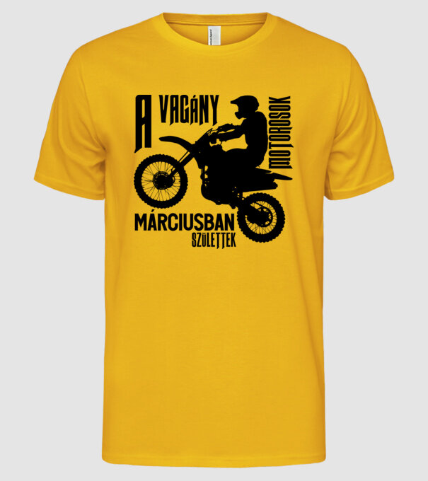 Vagány motoros (március) minta sárga pólón