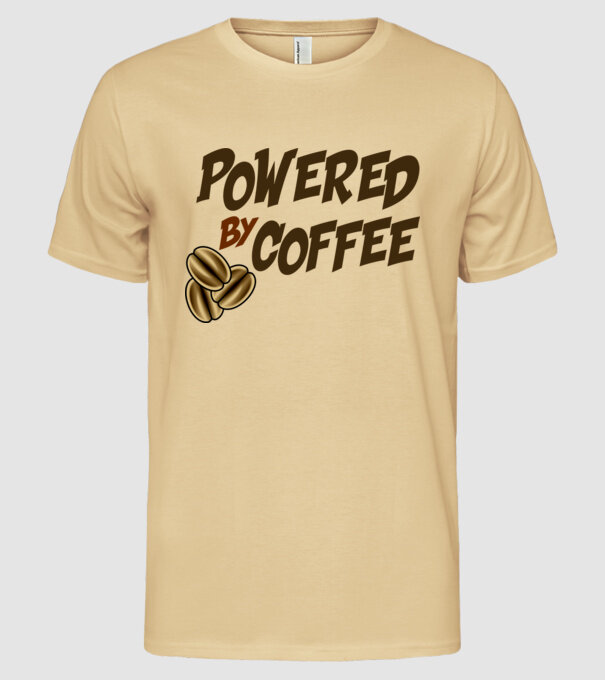 Powered by Coffee minta homokszín pólón