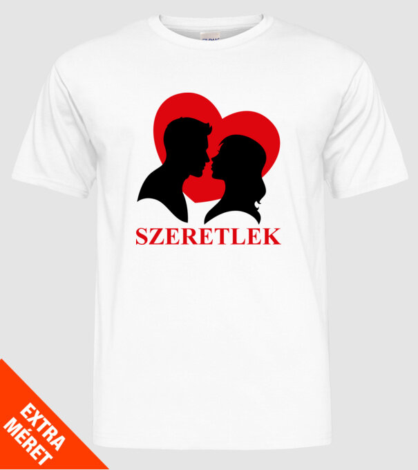 Szeretlek minta fehér pólón