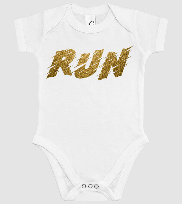 Run - Fuss (gold) minta fehér pólón