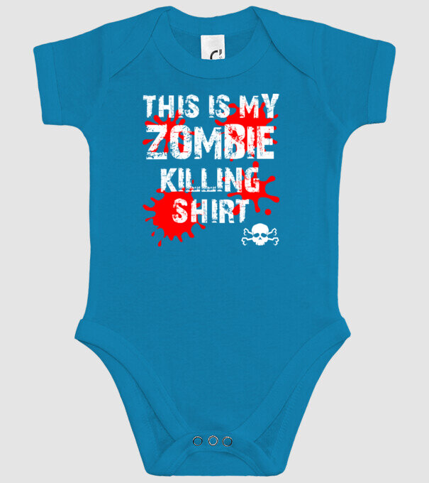 Zombie killing shirt minta türkiz pólón