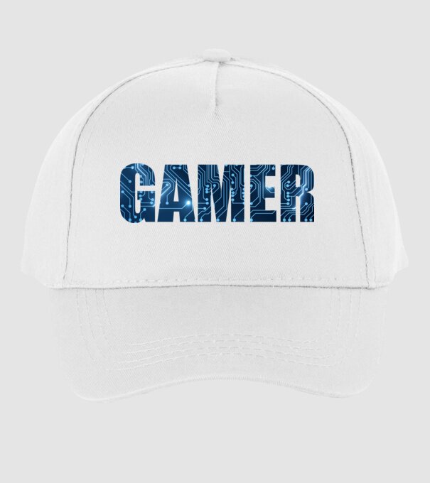 Gamer minta fehér pólón