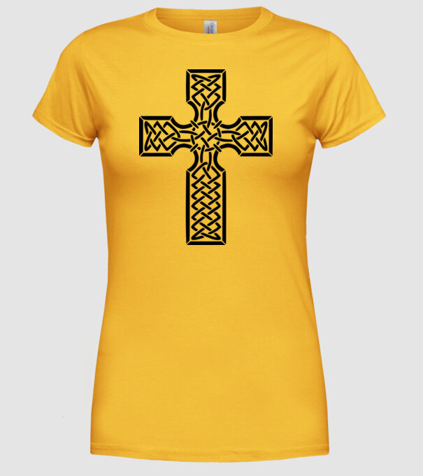 Kereszt - kelta stílus (fekete) minta sárga pólón