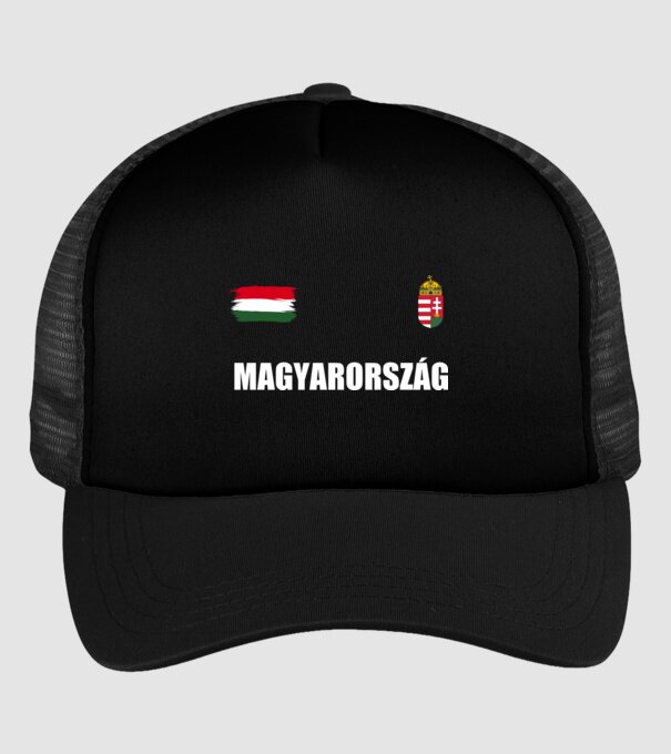 Magyarország címer és zászló minta fekete pólón