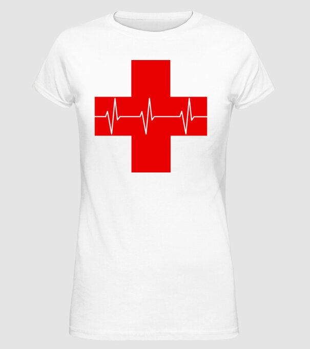 Red Cross EKG minta fehér pólón