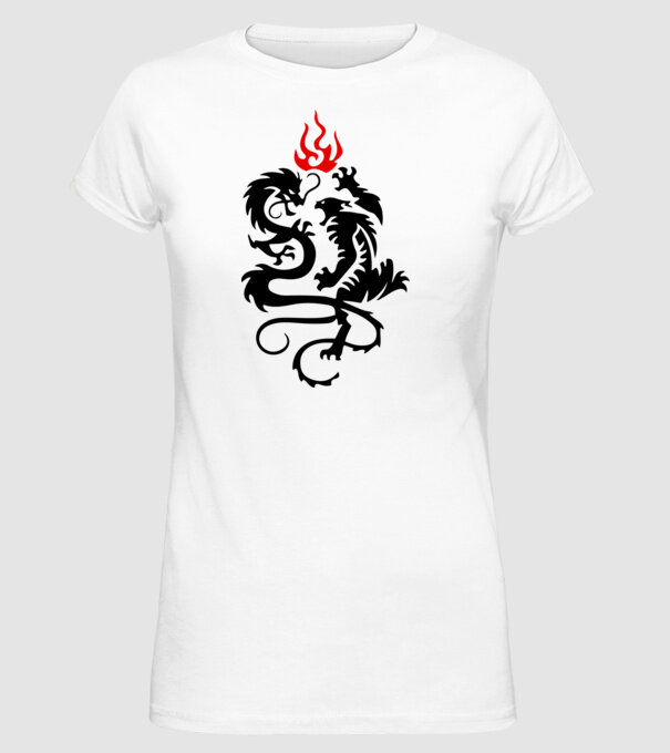 Tribal Dragon & Tiger minta fehér pólón