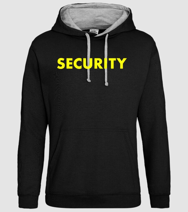 Security (sárga) minta fekete pólón