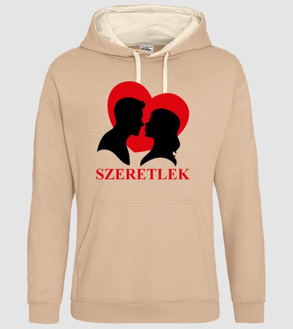 Szeretlek minta homokszín pólón