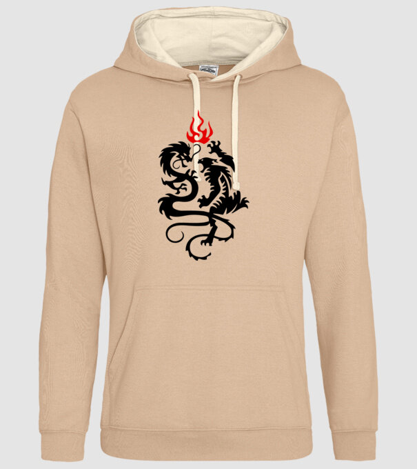 Tribal Dragon & Tiger minta homokszín pólón