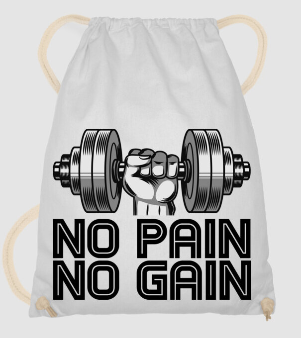 No Pain - No Gain minta fehér pólón