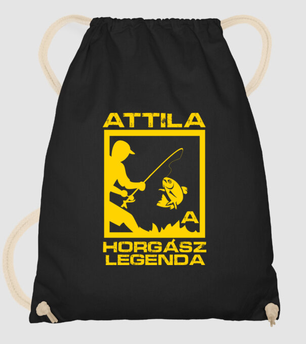 Horgász legenda - Attila minta fekete pólón