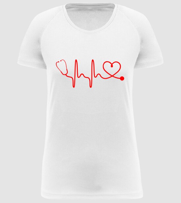 EKG Sztetoszkóp minta fehér pólón