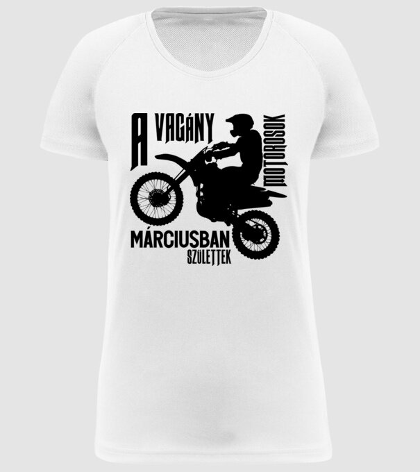 Vagány motoros (március) minta fehér pólón