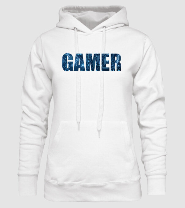 Gamer minta fehér pólón