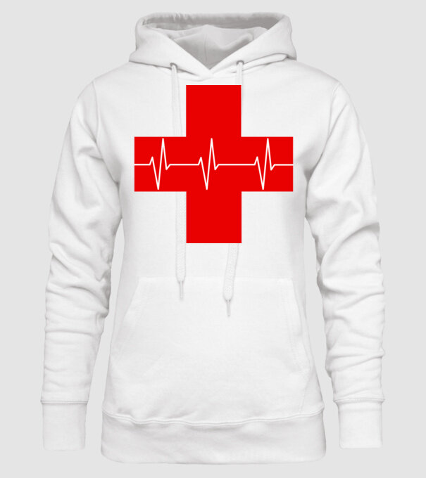 Red Cross EKG minta fehér pólón