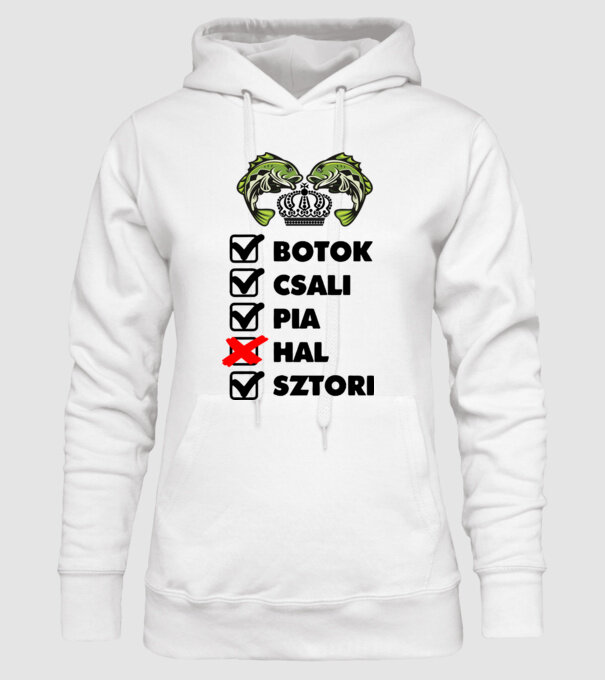 Horgász teszt minta fehér pólón