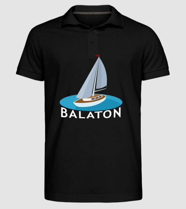 Balatoni vitorlás minta fekete pólón