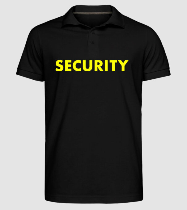 Security (sárga) minta fekete pólón