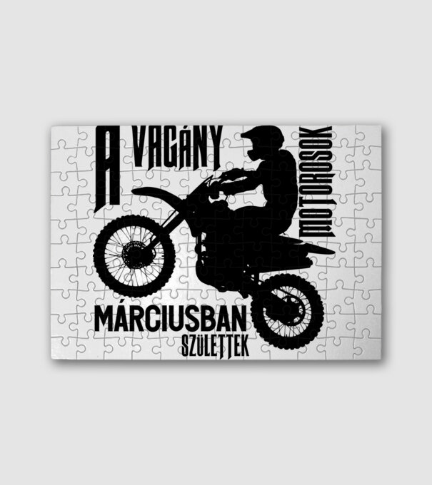 Vagány motoros (március) minta fehér pólón