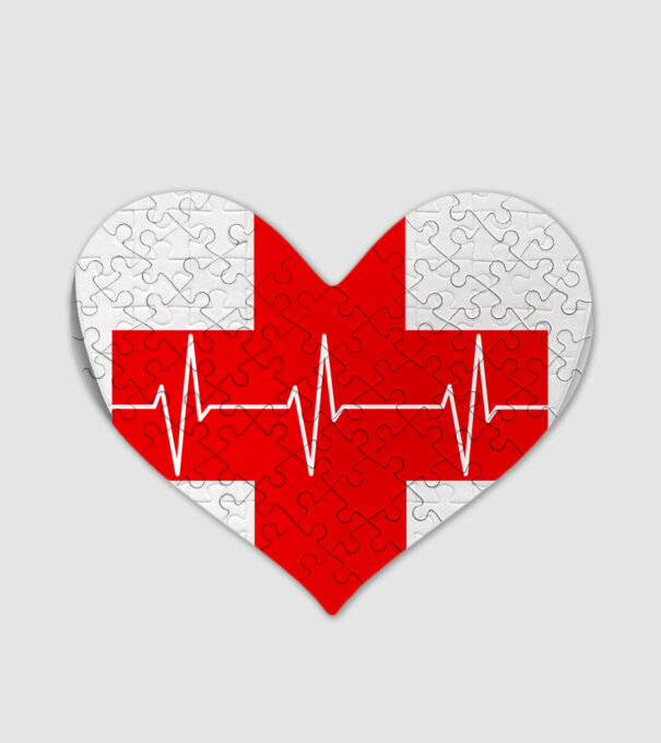 Red Cross EKG minta fehér pólón