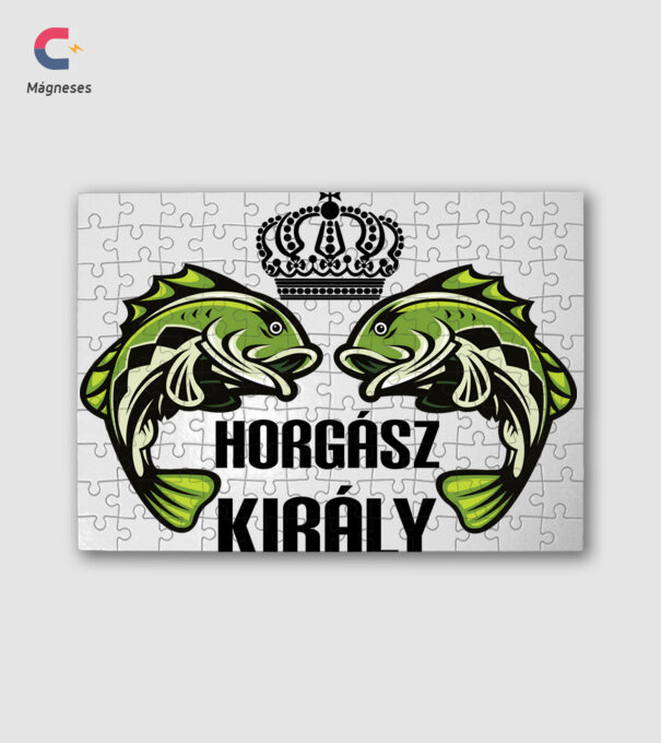 Horgász király minta fehér pólón
