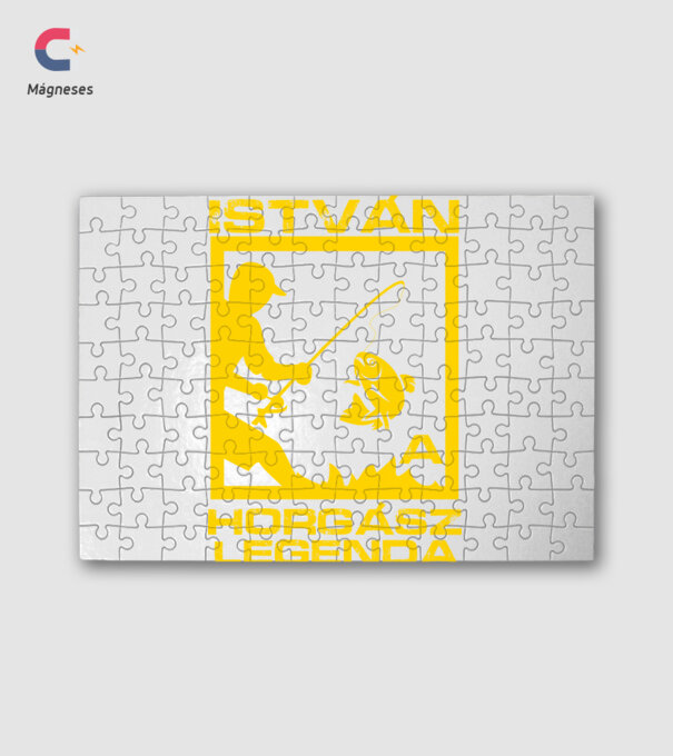 Horgász legenda - István minta fehér pólón