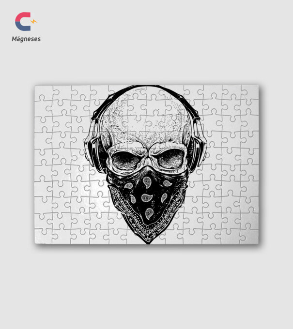 Music skull minta fehér pólón