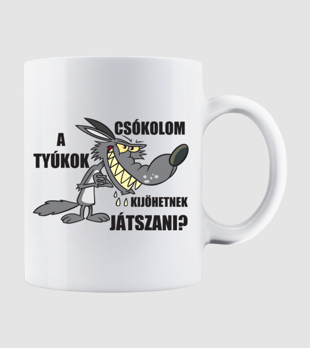 Éhes farkas minta fehér pólón