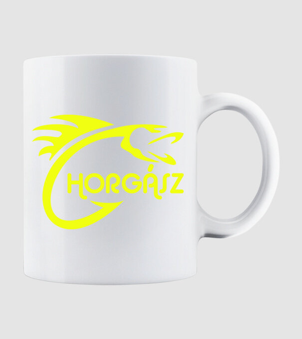 Horgasz (yellow) minta fehér pólón