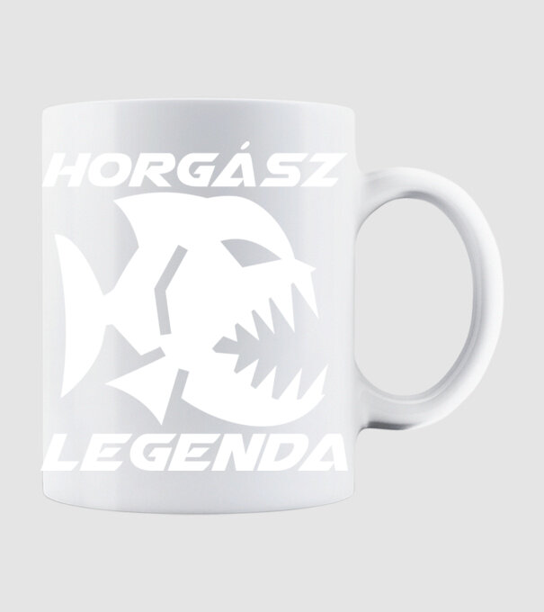 Horgász Legenda (piranha) minta fehér pólón