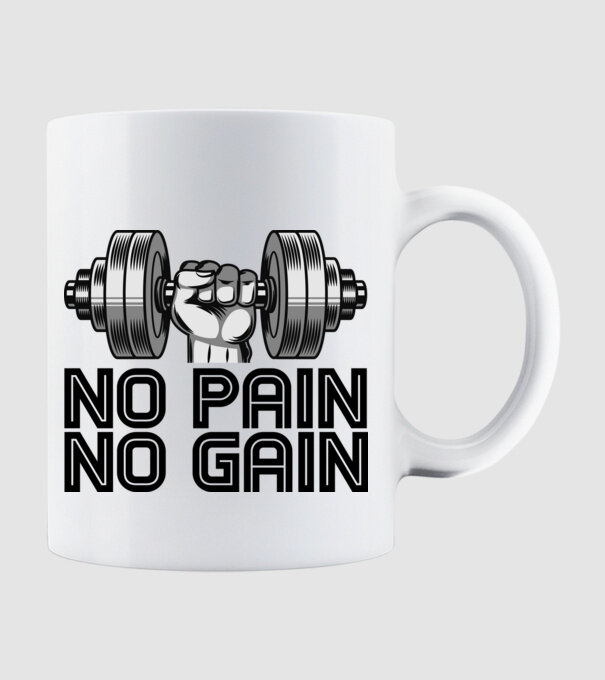 No Pain - No Gain minta fehér pólón