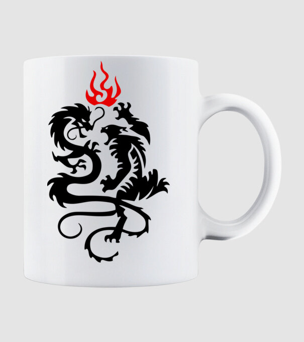 Tribal Dragon & Tiger minta fehér pólón