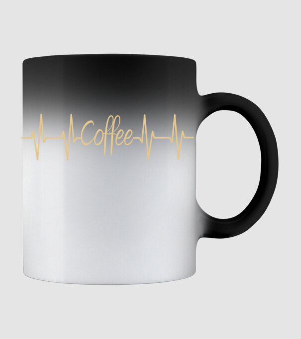 Coffee EKG minta fekete pólón