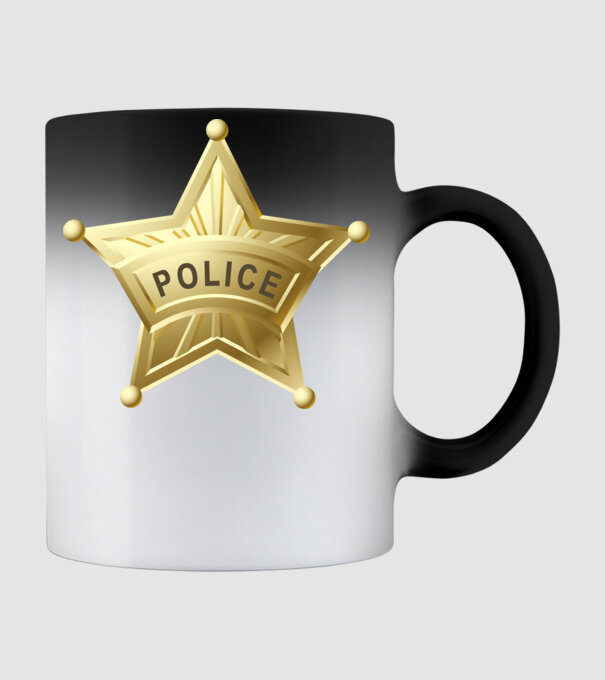 Police csillag minta fekete pólón