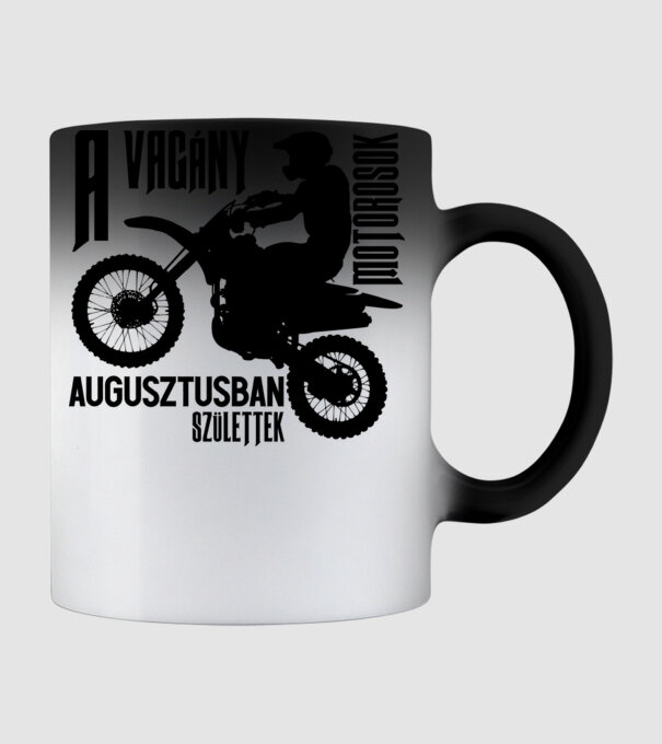 Vagány motoros (augusztus) minta fekete pólón