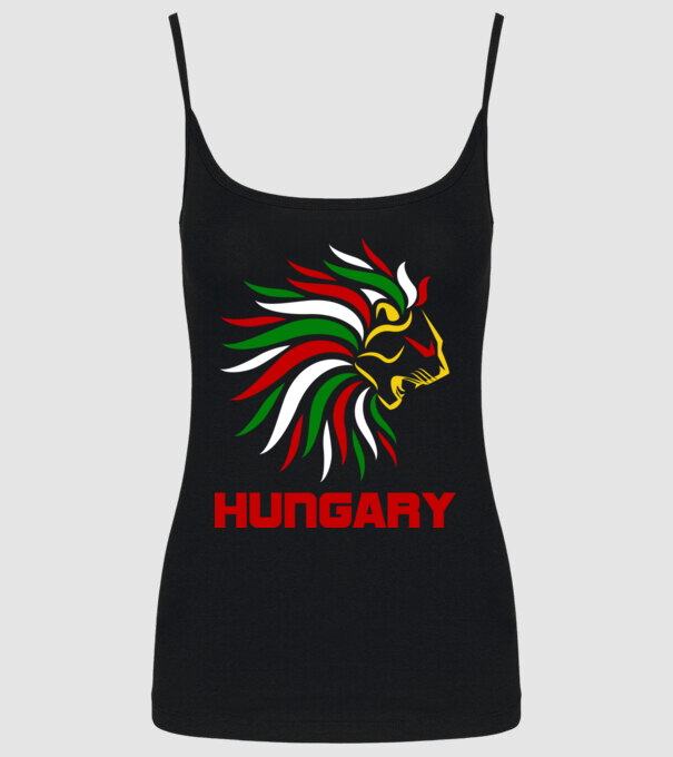 Hungary oroszlános minta fekete pólón