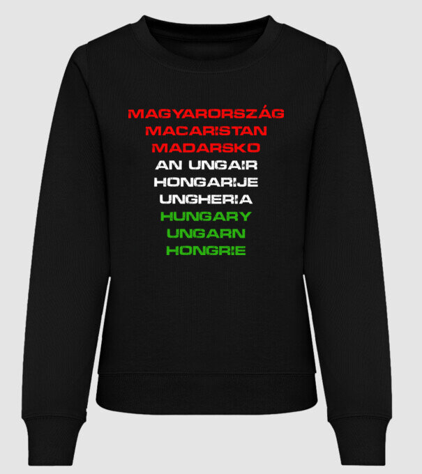 Magyarország (több nyelven) minta fekete pólón