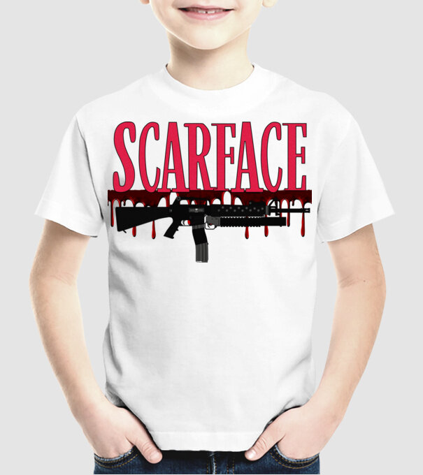 SCARFACE minta fehér pólón