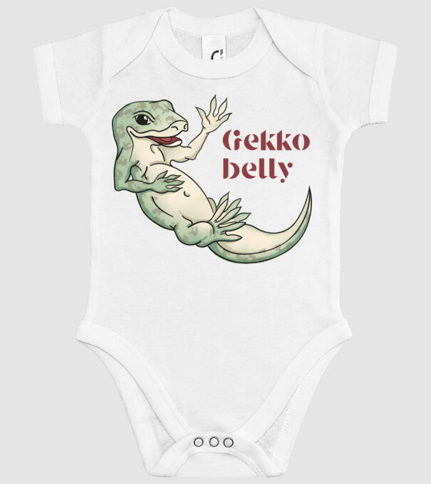 gekkó pocak minta fehér pólón