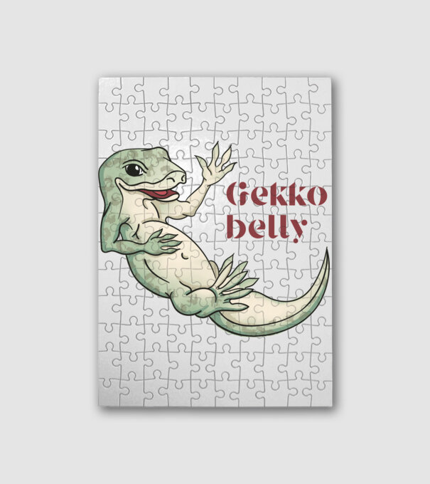 gekkó pocak minta fehér pólón