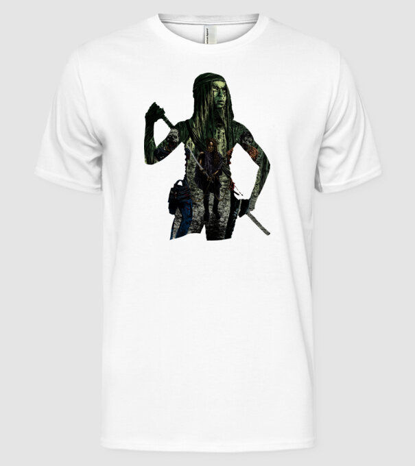 Michonne minta fehér pólón
