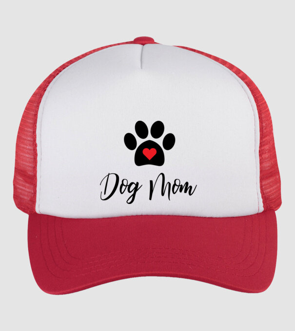 Dog Mom minta fehér/piros pólón