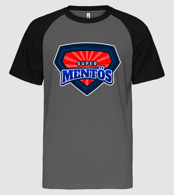 SUPER MENTŐS minta szürke/fekete pólón
