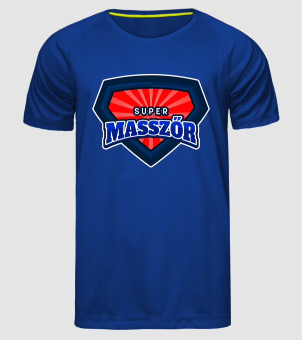 SUPER MASSZŐR minta királykék pólón