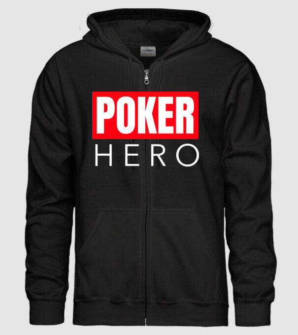 POKER HERO minta fekete pólón