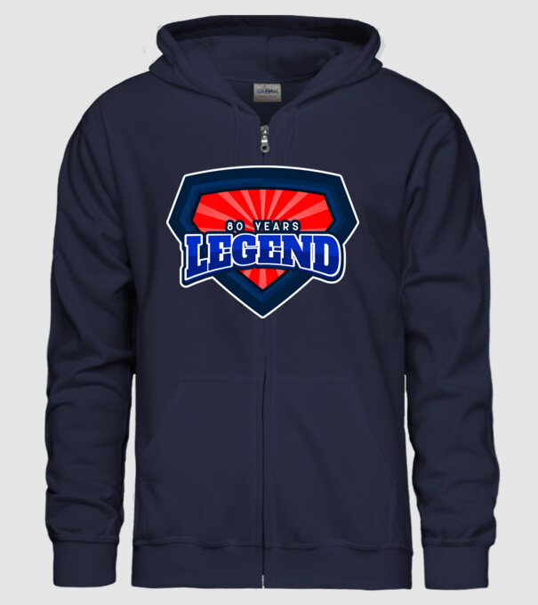 80 YEARS LEGEND minta sötétkék pólón