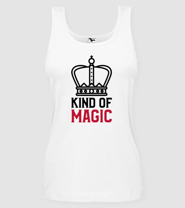KIND OF MAGIC minta fehér pólón